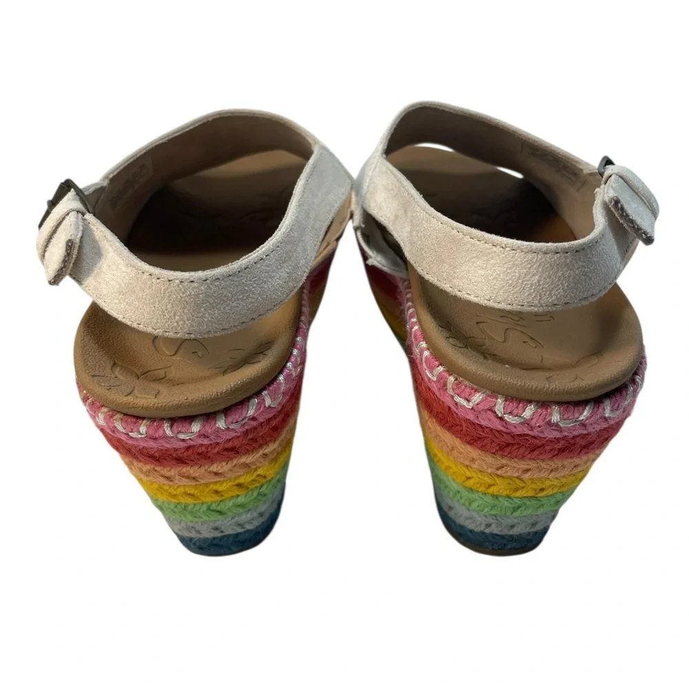 Skechers Cali Brit Luxe Foam Festival Daisy Rainbow Wedge Espadrille Size 10